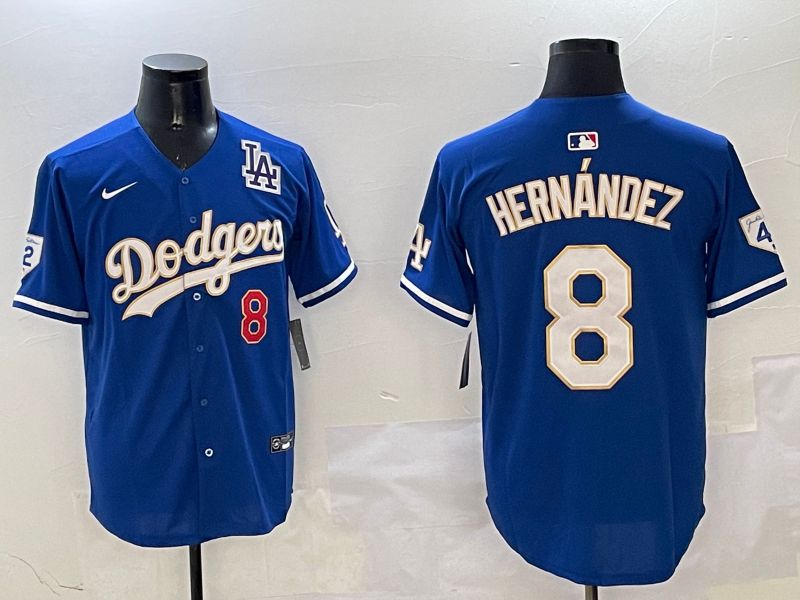 Men Los Angeles Dodgers #8 Hernandez Blue Gold Game 2025 Nike MLB Jersey style 3133